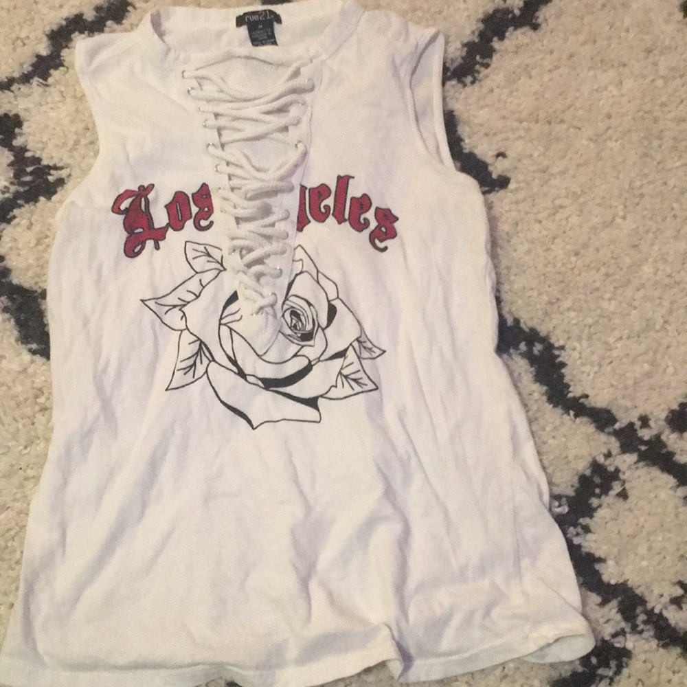 White Los Angles tank top.